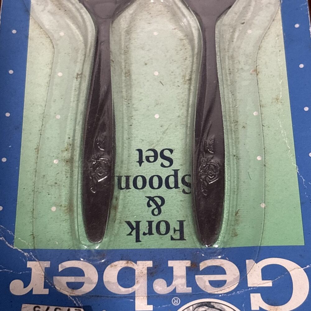 Gerber MEALTIME Fork And Spoon Set 1991 Floral Rose Flowers NOS - Picture 5 of 6